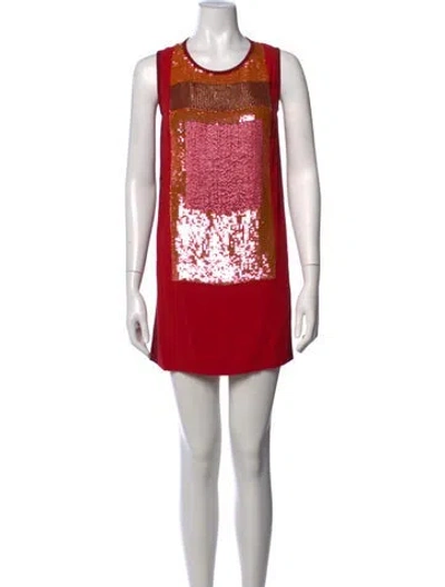 Pre-owned Mantù Graphic Print Mini Dress In Red