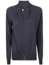 Mantù Mantu Long Sleeve Bow Neck In Blue