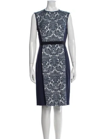 Pre-owned Mantù Patterned Knee-length Dress In Blue