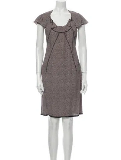 Pre-owned Mantù Printed Knee-length Dress In Brown