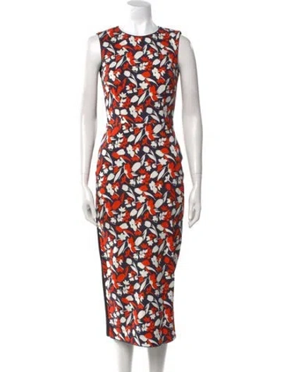 Pre-owned Mantù Printed Midi Length Dress W/ Tags
