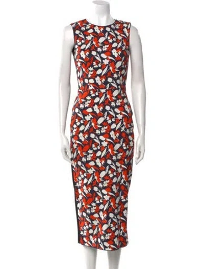 Pre-owned Mantù Printed Midi Length Dress W/ Tags In Multi