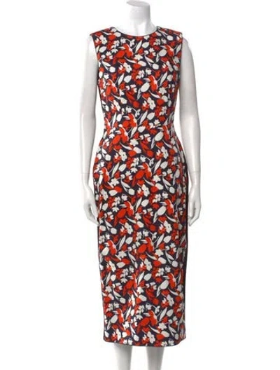 Pre-owned Mantù Printed Midi Length Dress W/ Tags In Multi