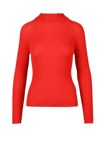 Mantù Ribbed Knit Sweater In 100% Virgin Wool In Red