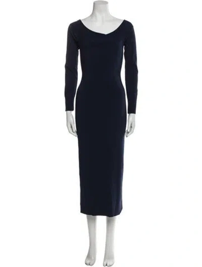 Pre-owned Mantù Scoop Neck Long Dress In Blue