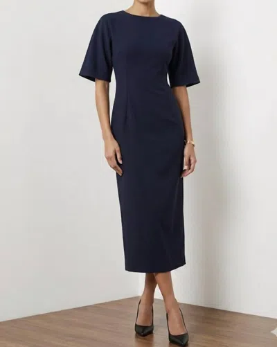 Mantù Short Sleeve Midi Dress In Navy In Blue