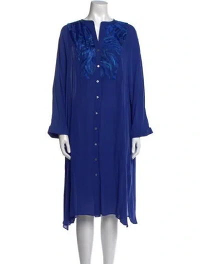 Pre-owned Mantù Silk Knee-length Dress W/ Tags In Blue