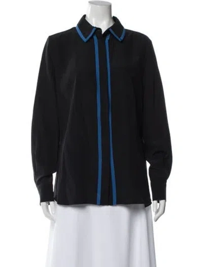 Pre-owned Mantù Silk Long Sleeve Blouse W/ Tags In Black