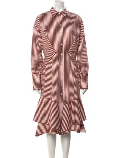 Pre-owned Mantù Striped Midi Length Dress W/ Tags In Red