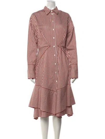 Pre-owned Mantù Striped Midi Length Dress W/ Tags In Red