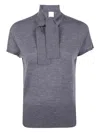 Mantù Tie-neck Short-sleeve Sweater In Gray