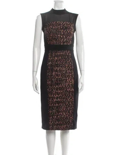 Pre-owned Mantù Tweed Pattern Knee-length Dress In Black