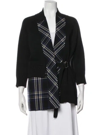 Pre-owned Mantù Virgin Wool Plaid Print Jacket In Black