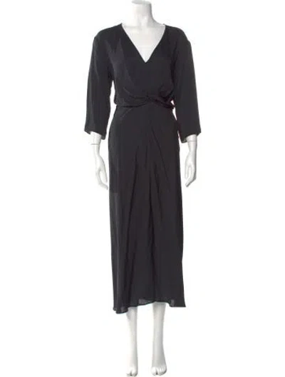 Pre-owned Mantù V-neck Long Dress In Gray