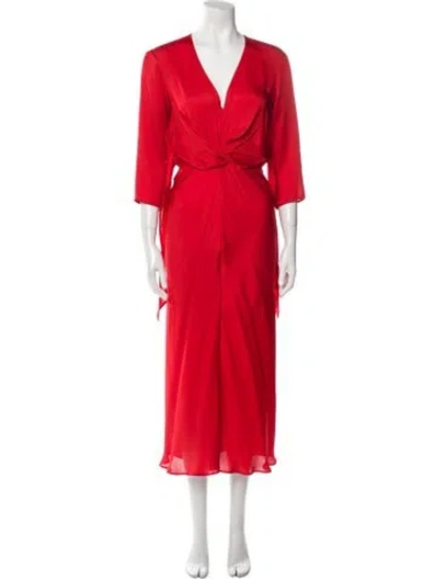 Pre-owned Mantù V-neck Long Dress W/ Tags In Orange