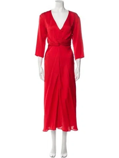 Pre-owned Mantù V-neck Midi Length Dress W/ Tags In Orange