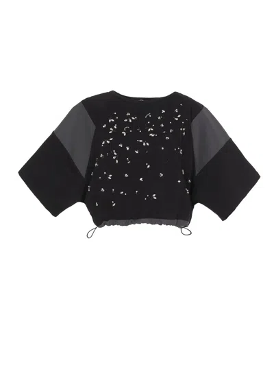 Mantù Women's Gem Embellished Crop Top In Grey In Black