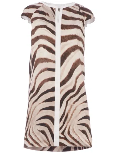 Mantù Zebra Print Dress In Brown