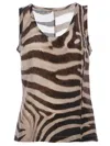 Mantù Zebra Print Tank Top In Brown