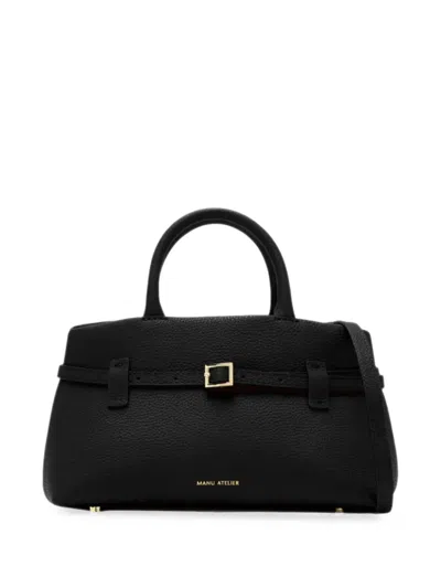 Manu Atelier Black Le Cambon 25 Hammered Leather Shoulder Bag