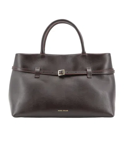 Manu Atelier 35 Le Cambon Leather Tote Bag In Bitter Brown