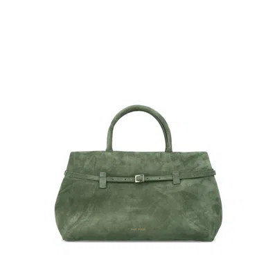 Manu Atelier 35 Le Cambon Suede Tote Bag In Green