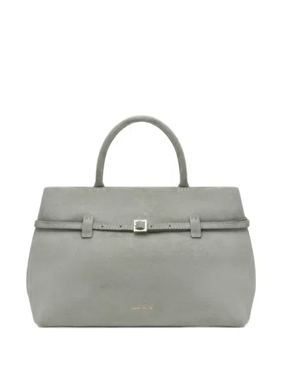 Manu Atelier Tote Bag Suede Finish Adjustable Strap Handle In Gray