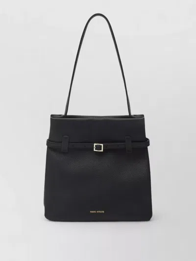 Manu Atelier Bag Textured Finish Shoulder Strap Design In Black