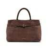 Manu Atelier Structured Tote Buckle Detail Bag In Brown
