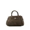 Manu Atelier Tobacco Suede Tote Bag With Buckle Detail In Multi