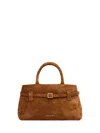 Manu Atelier Structured Suede Top Handle Tote Bag In Brown