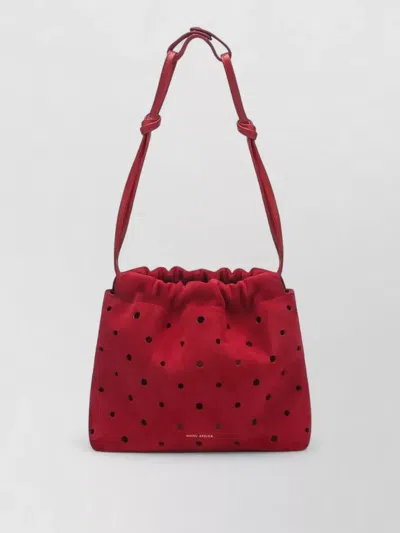Manu Atelier Bucket Bag Adjustable Strap Polka Dot Pattern In Red