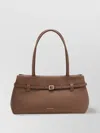 Manu Atelier Buckle Detail Suede Top Handle Shoulder Bag
