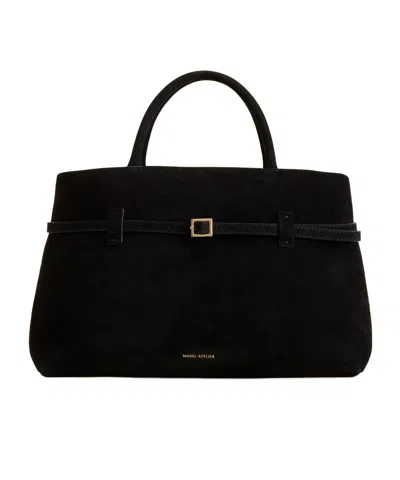 Manu Atelier Buckle Detailed Top Handle Bag In Black