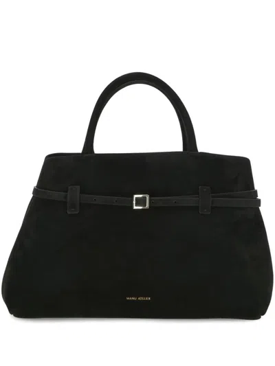 Manu Atelier Buckle Detailed Top Handle Bag In Black