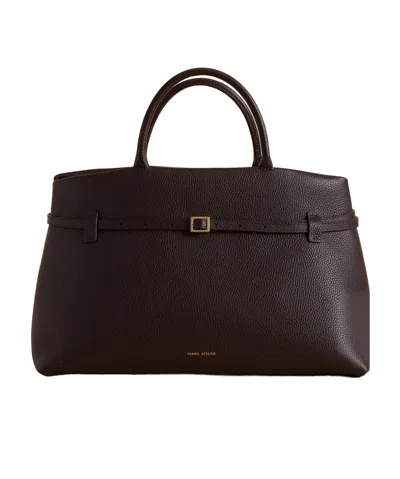 Manu Atelier Buckle Detailed Top Handle Bag In Brown