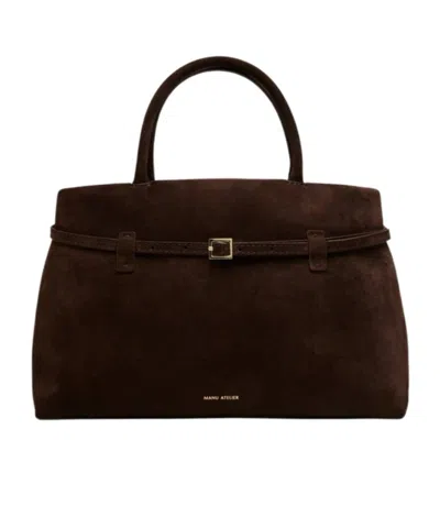 Manu Atelier Buckle Detailed Tote Bag In White