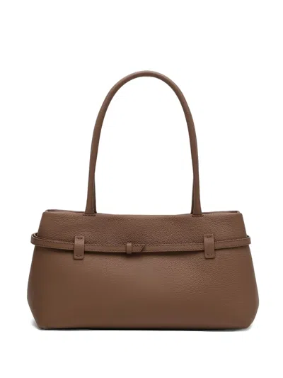 Manu Atelier Buckle-fastening Leather Tote Bag In Brown