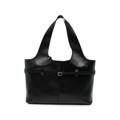 Manu Atelier Buckled Leather Shoulder Bag In Black