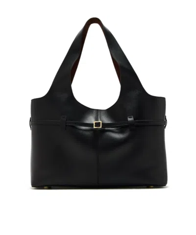 Manu Atelier Buckled Leather Shoulder Bag In Black