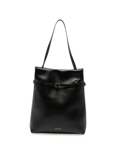 Manu Atelier Buckle-detail Leather Tote Bag In Black
