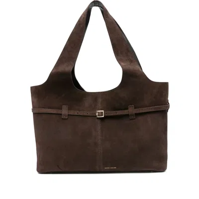 Manu Atelier Buckle-detail Suede Tote Bag In Brown