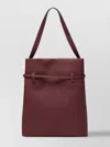 Manu Atelier Burgundy Suede Tote Bag With Buckle Detail