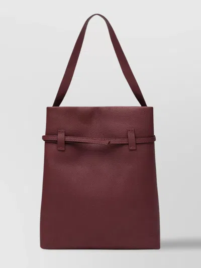 Manu Atelier Burgundy Suede Tote Bag With Buckle Detail