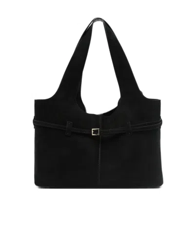 Manu Atelier Cambon Cabas Suede Tote Bag In Black