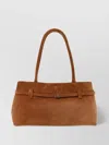 Manu Atelier Cambon East West Suede Shoulder Bag