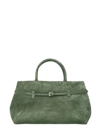 Manu Atelier Cambon Leather Handbag With Magnetic Closure In Green