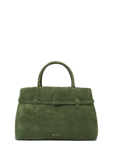 Manu Atelier Cambon Leather Handbag With Magnetic Closure In Green