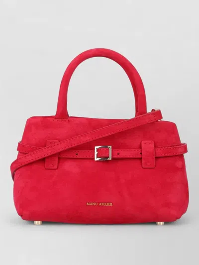 Manu Atelier Cambon Shoulder Bag Top Handle Strap In Red