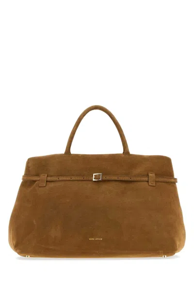 Manu Atelier Camel Suede Le Cambon 40 Handbag In Brown